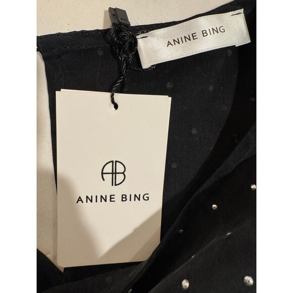 Anine Bing NWT Midnight Rhinestone Studded Long Sleeve Mini Dress Small - Picture 8 of 10